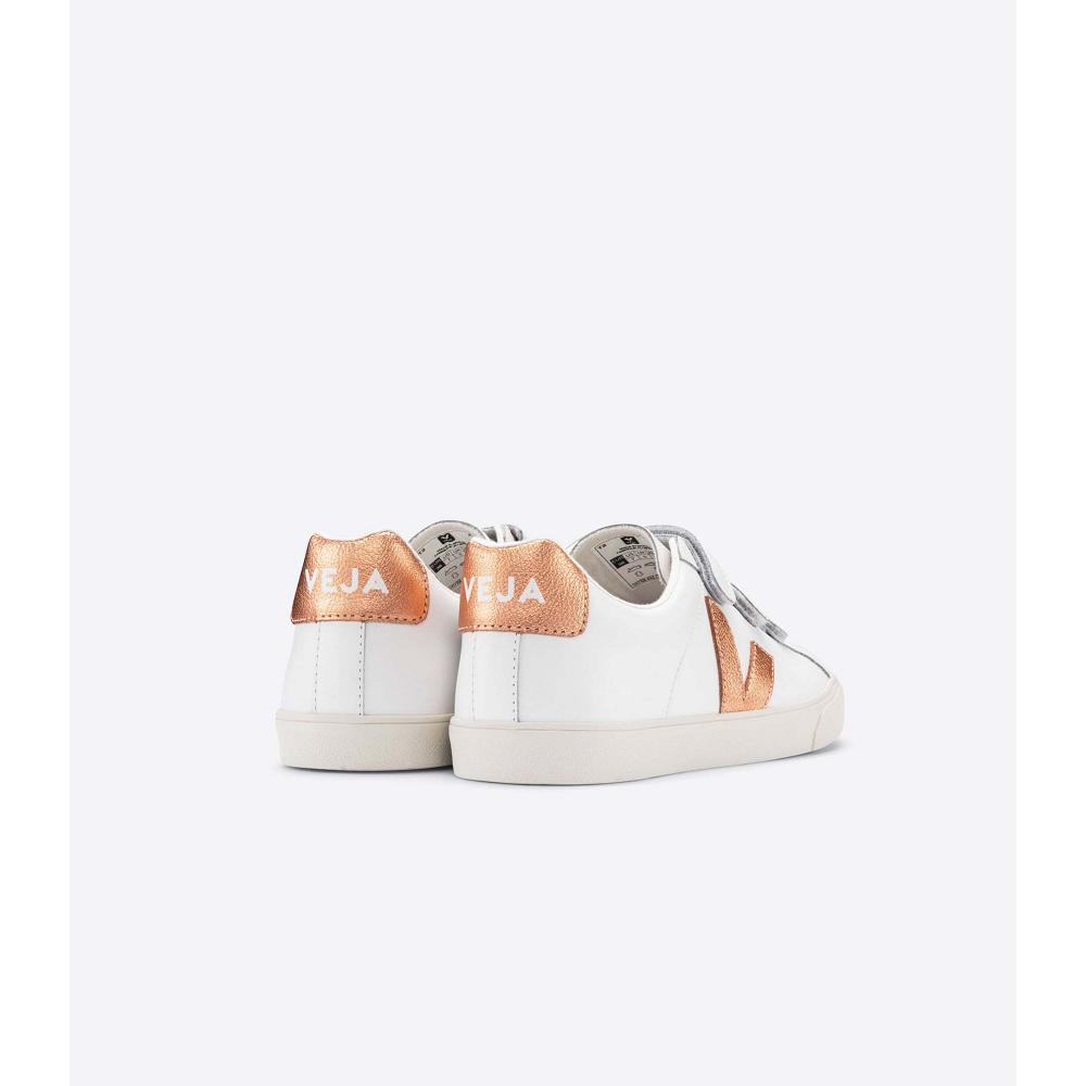 Veja 3-LOCK LEATHER Women's Sneakers White/Orange | CA 604UZG